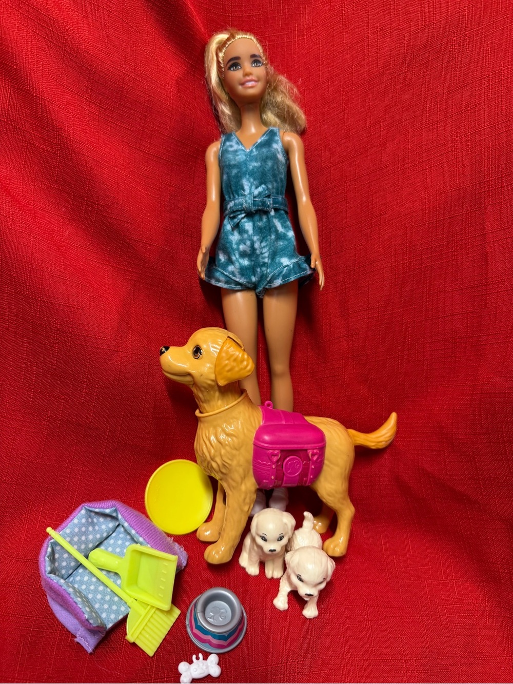 Mattel Blonde Barbie Doll Dogs Puppies Pets supplies Lot